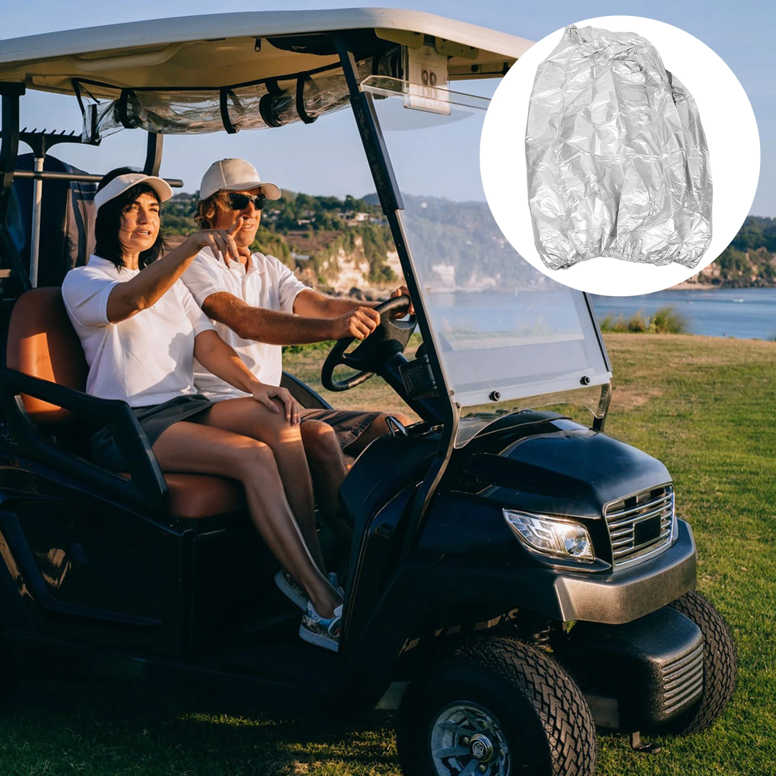 

Dustproof Golf Cart Rain Cover Folding Wagon Material Silver Oxford Cloth Accessory Carts Travel
