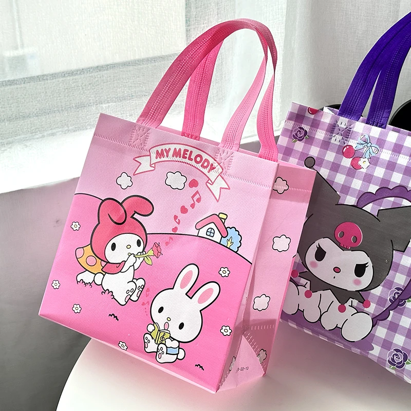 Kawaii Sanrio Cinnamoroll Melodie Kuromi Pochacco Non Woven Boodschappentas Schattige Cartoon Herbruikbare Draagbare Draagbare Kids Cadeauzakjes