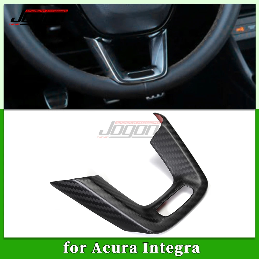 Real Carbon Fiber Car Interior Steering Wheel Panel Cover Trim Accessories For Acura Integra Type S A-Spec 2022 2023 2024 2025