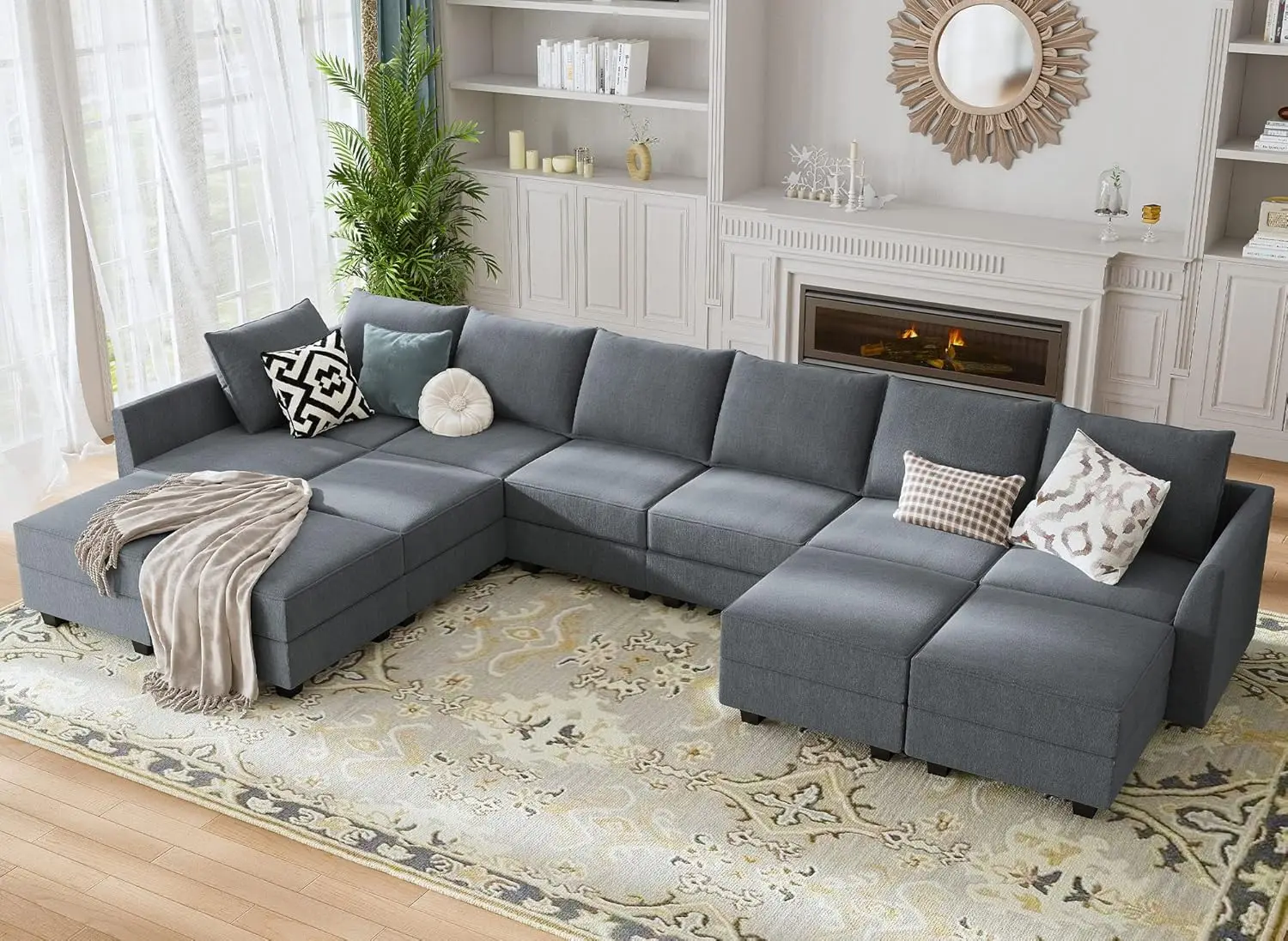 Modular Sectional Sofa with Reversible Chiase Oversized Modular Sofa Sleeper Set with Ottomans