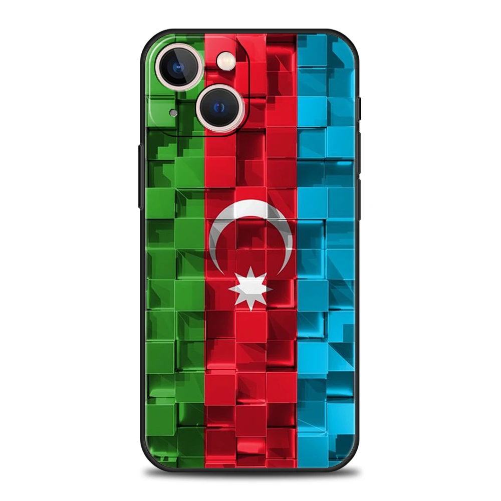 Azerbaijan Flag Luxury Phone Case Cover For iPhone 16 15 14 13 12 11 Pro Max 8 7 Plus XR XS Max Shockproof Soft Shell Coque Bags