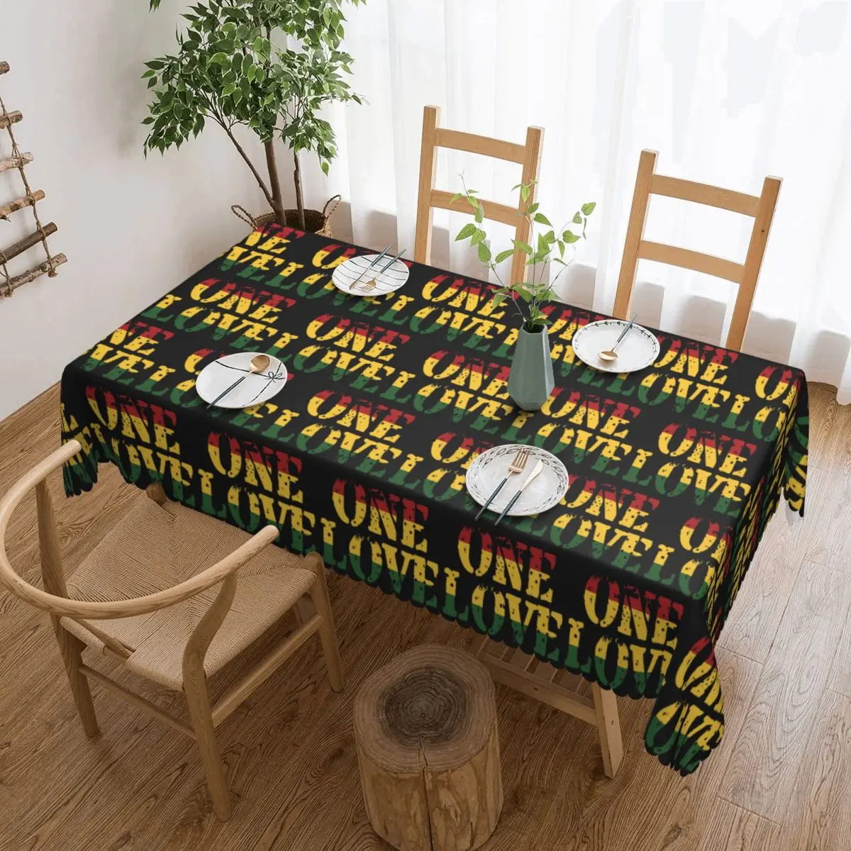 Harajuku Vintage Style Arts Bob Marley One Love Custom Rectangular Tablecloth Oilproof Table Cover for Dining Events Table Cloth
