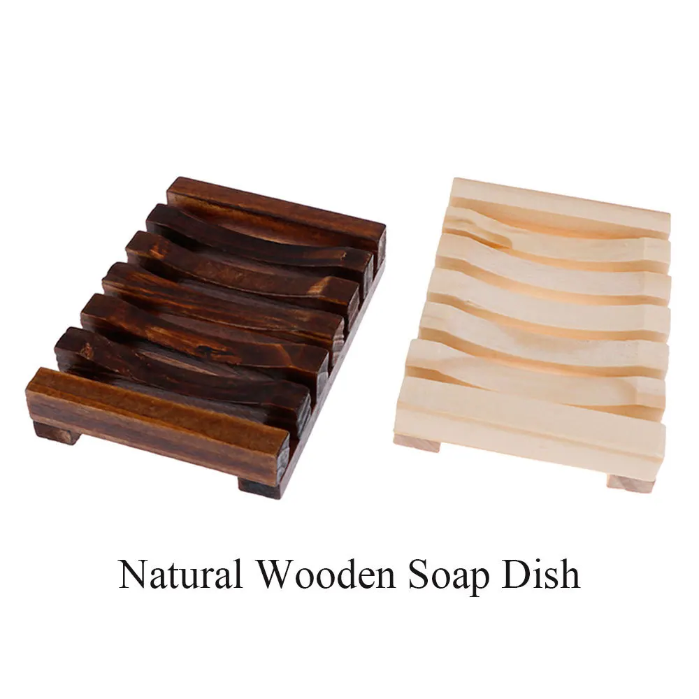 1pcs Soap Box Natural Wood Soap Dish Wooden Prevent Mildew Bath Soap Holder Drain Box Bathroom Supplies Dark Brown/Light Brown