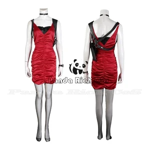 Ada Wong Cosplay für Frauen, weibliche Bewohner, Cheongsam -Kleid schlecht, rote Perücke, Schuhe, Halloween, Karnevals -Verkleidungsanzug, 4 Hauptverkaufs -Cosplay Resident Evil Frau - №4