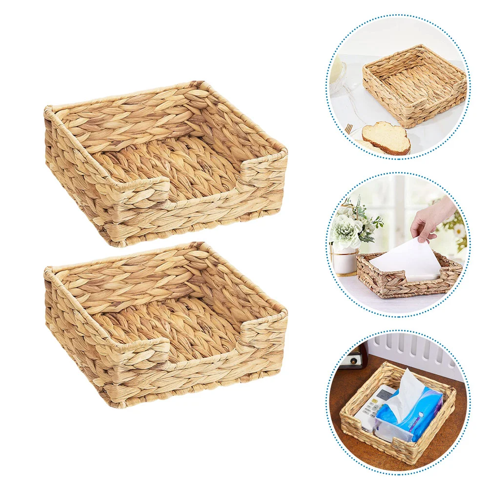 

2 Pcs Calabash Tissue Box Tabletop Paper Stand Woven Desktop Napkin Holder Guest Rack Vanity Tray Foldable Tables Towel