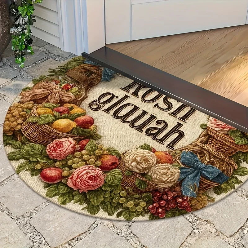 Luxury Merry Christmas Semi Circle Doormat Vintage Dark Green Star Rug Elegant 3D Effect Welcome Mat For Entrance Home