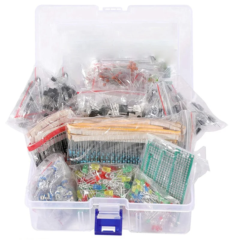 1818PCS DIY Electronics Components Kit Assortment Resistors LED Triode Capacitors Diodes PCB Potentiometer Resistanc