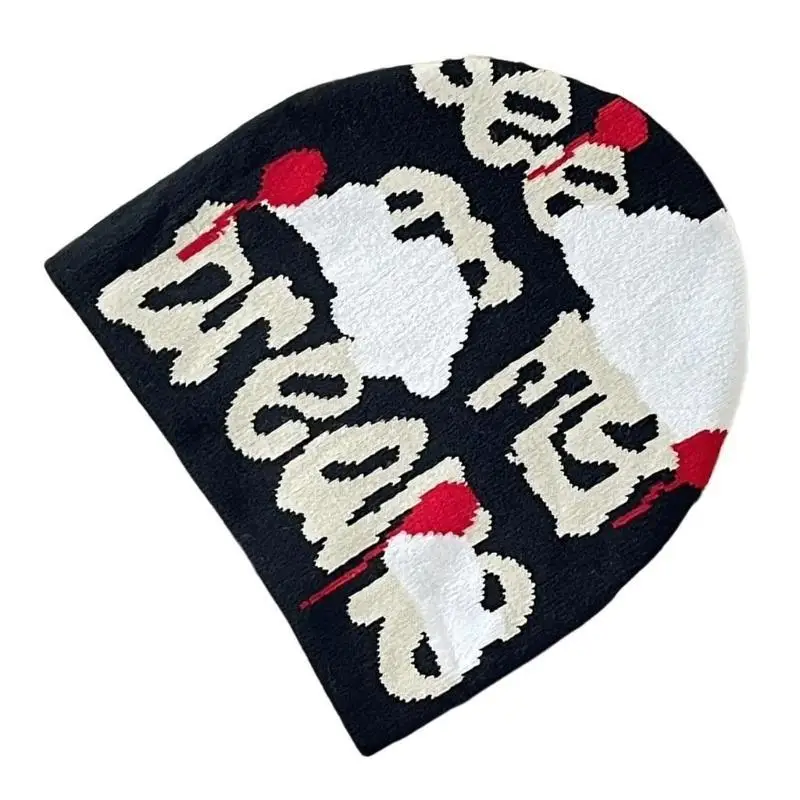 

39BB Fashion Skull Hat Cool Knitted Hat Letter Hat Hiphop Dancing Hat Soft Warm Skull Hat