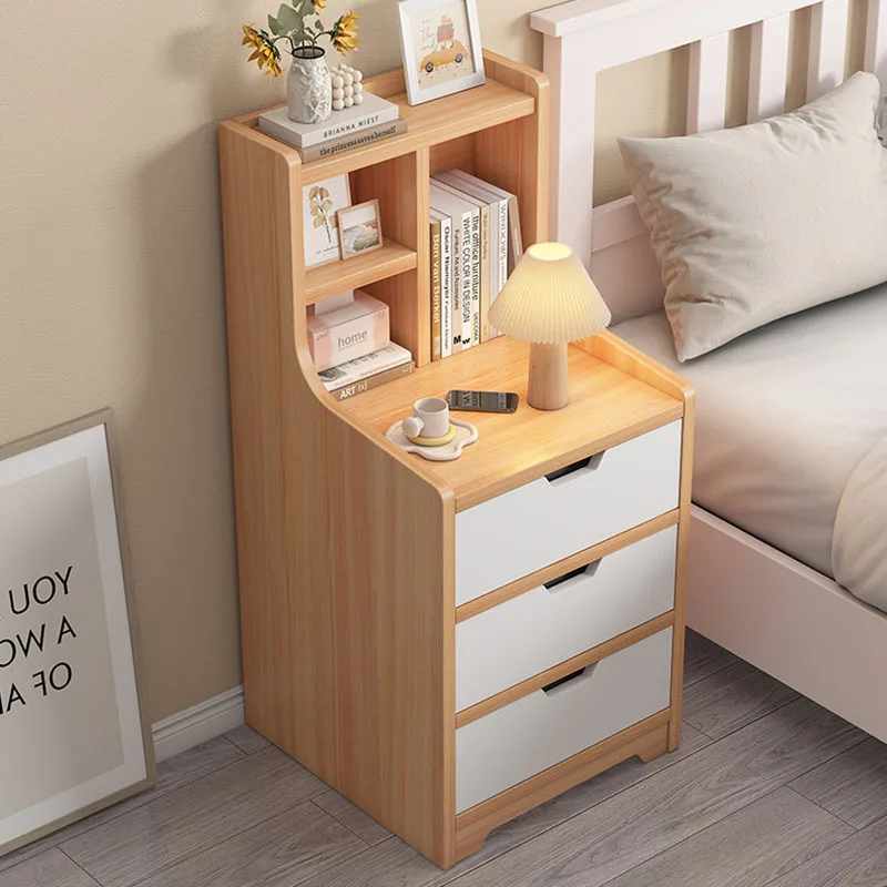 Mesita de Noche Móvil de Madera, Gabinetes de Café para Dormitorio, Librero Organizador, Mesita de Noche Moderna, Muebles de Tendencia