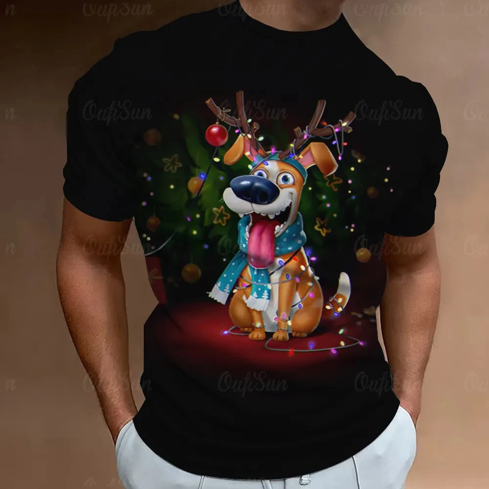 2023 Christmas T Shirt For Men Festival Dress Show Tshirt Streetwear Men Clothing T-shirt Cool Santa Claus Anime Top