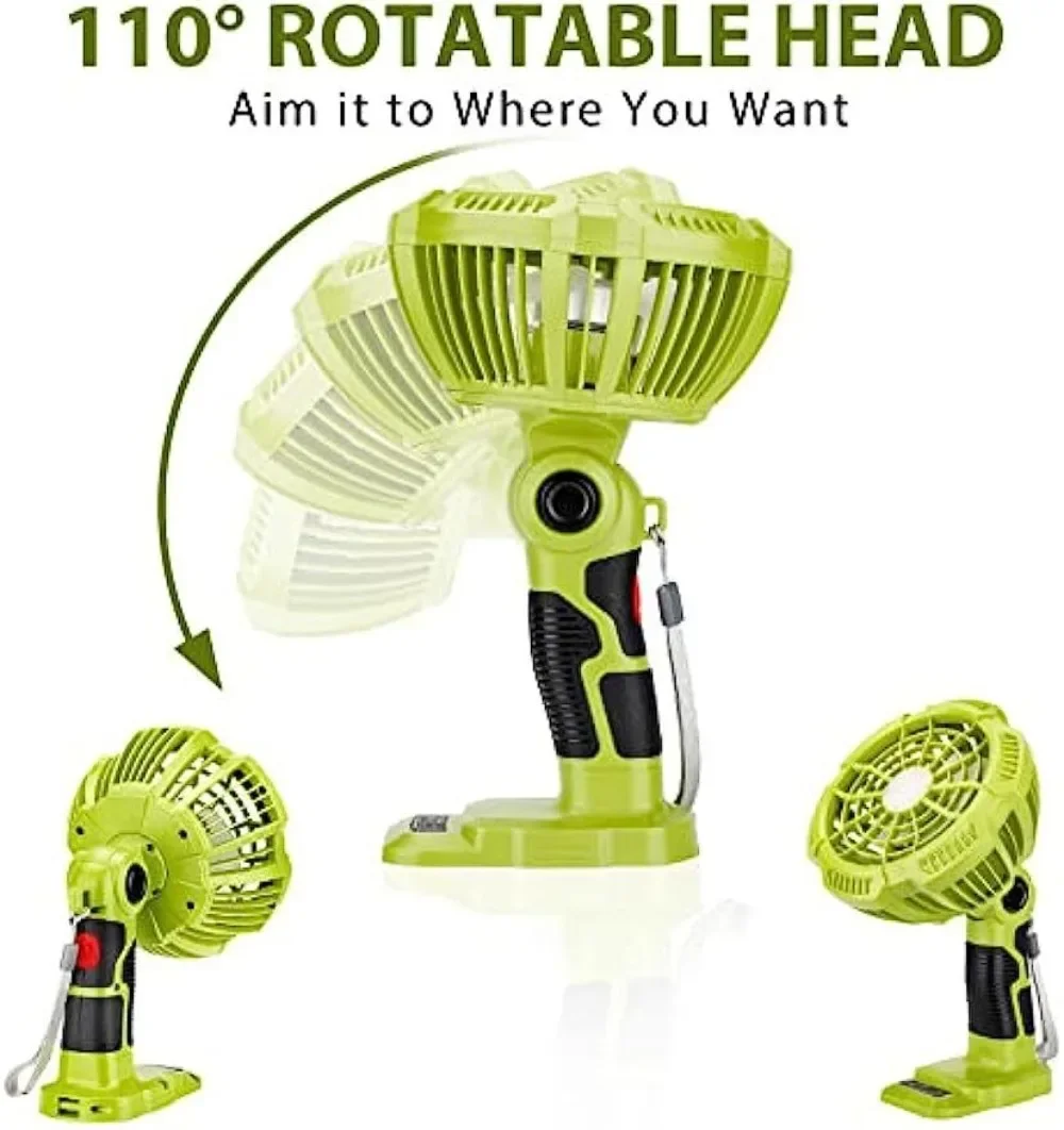 Imagem -04 - Ventilador de Camping Portátil com Controle Remoto Alimentado para Bateria Ryobi 18v Li-ion Ni-cd Ni-mh Velocidade Led 9w Luz de Trabalho Viagem
