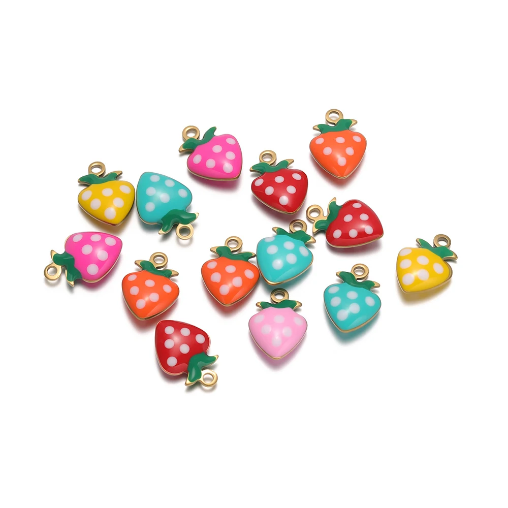 

20 шт./лот, нержавеющая сталь, капля масла, маленькие клубничные подвески, фруктовые подвески для милого ожерелья, сережек, материал, сделай сам, изготовление ювелирных изделий