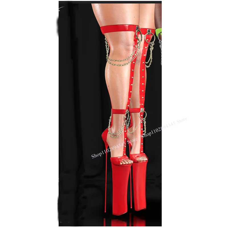 Black Rivet Decor Platform Sandal Boots Peep Toe Thin High Heel Fashion Cool Sexy Western Summer Woman Shoes Zapatillas Mujer