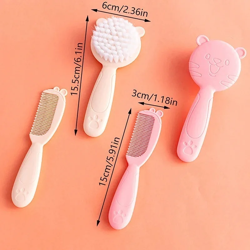 2 Pcs/Set Cute Kids Baby Small Hair Brush and Comb Set for Newborns & Toddlers Baby Brush Soft Bristles Baby Hair Care Gift