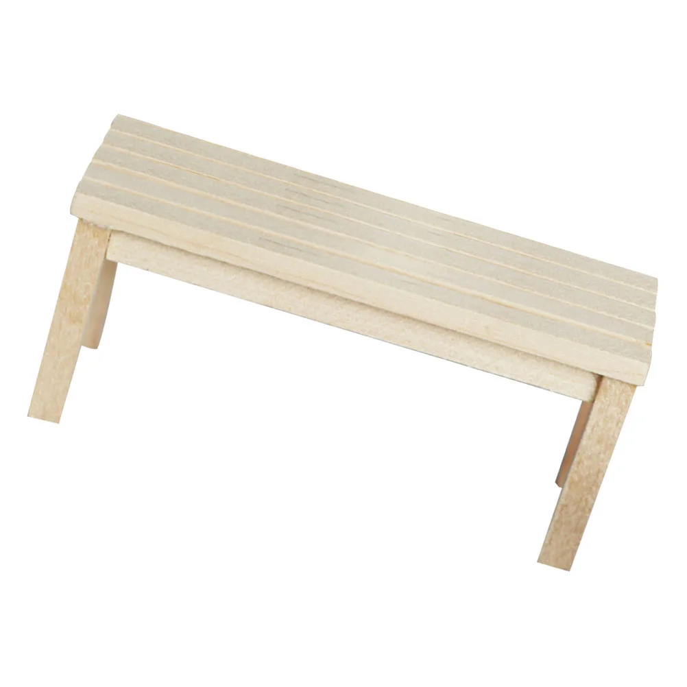 Wooden Stool Dollhouse Bench Model Outdoor Chair Furniture Potting Table Mini Ornament