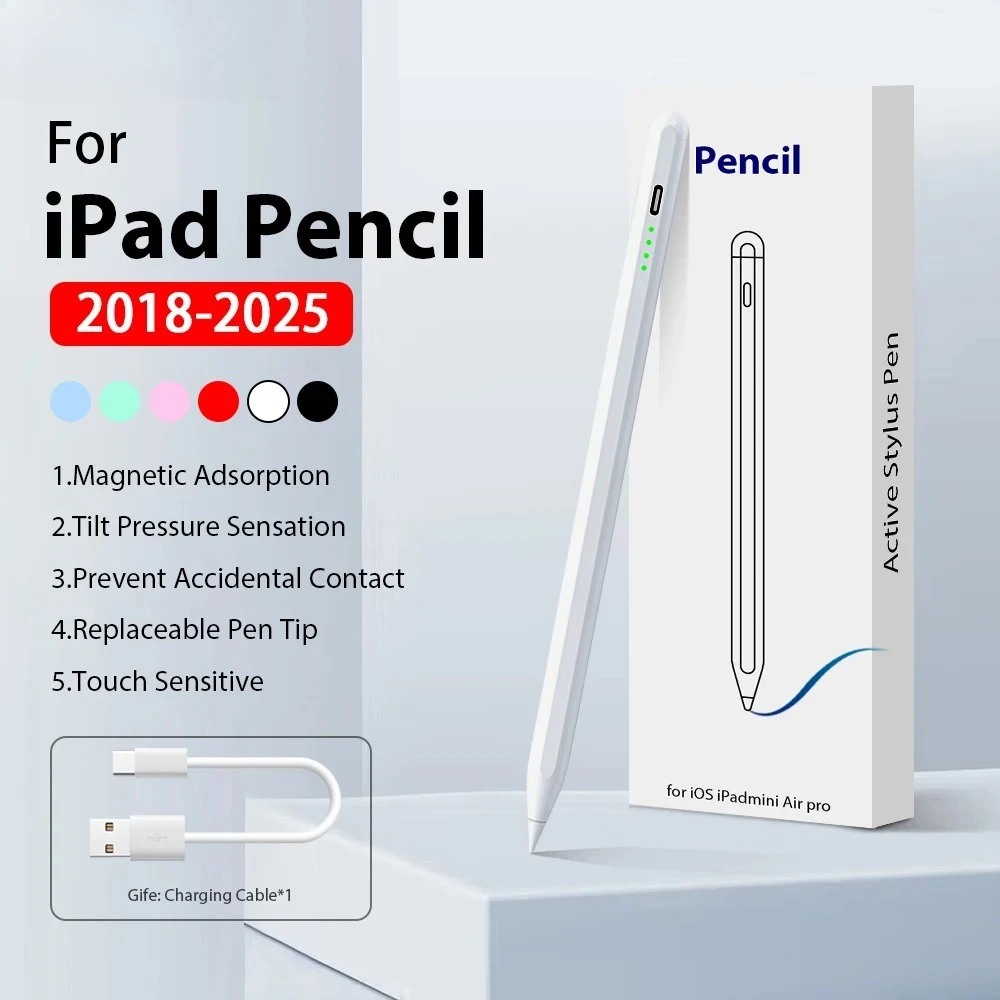 

Для Ipad A16 2025 Стилус Для Apple Pencil Pro 13 M4 12.9 Air 11 M3 M2 5 4 3 10 9 8th 10th 9th Generation Mini 7 6 Сенсорные ручки