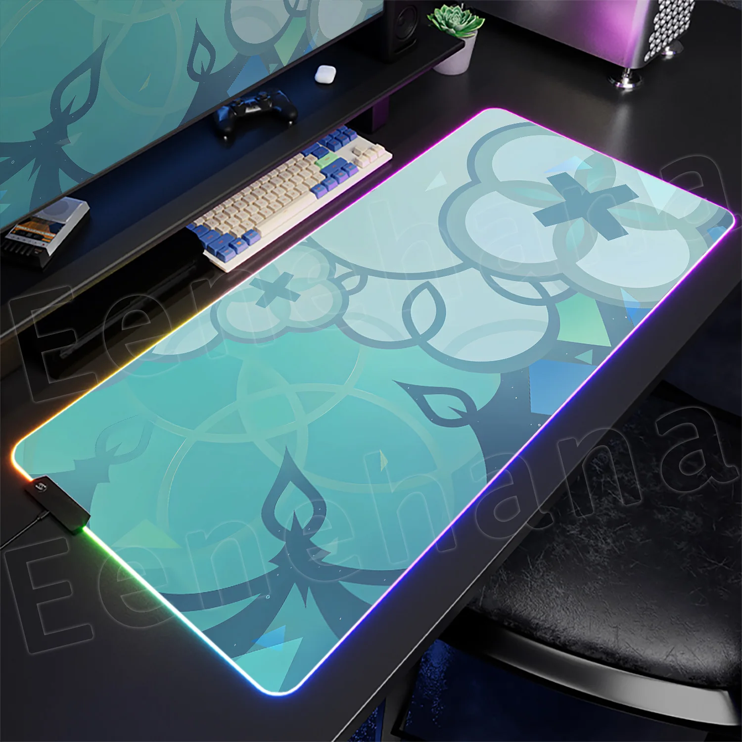 

Коврик для мыши RGB Genshin Impact Faruzan, светящийся коврик для клавиатуры, игровой шкаф для ПК, большой коврик из натурального каучука, украшение, коврики с подсветкой