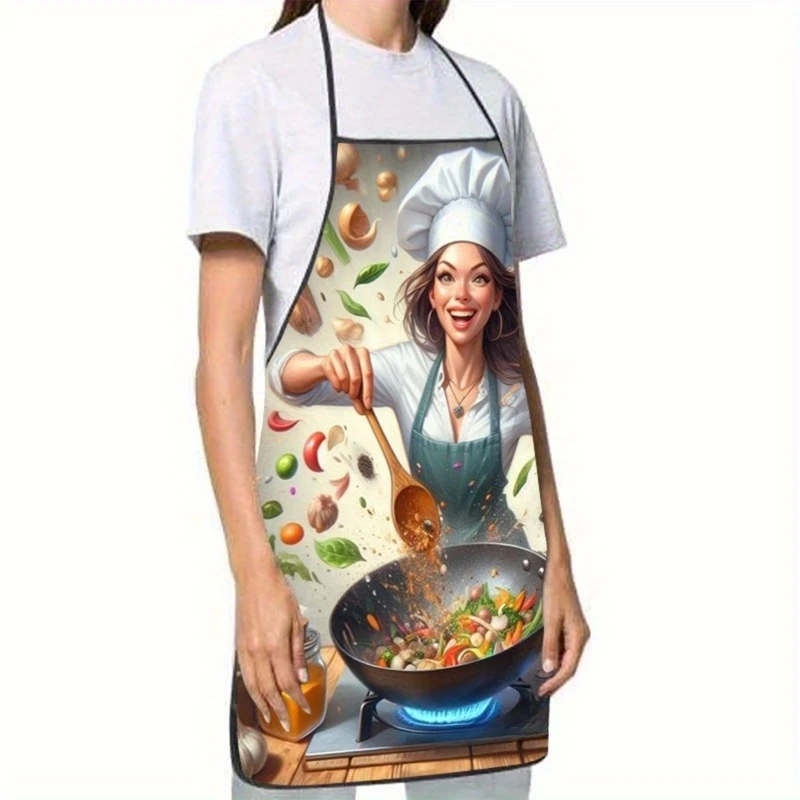 

Vegetable Cooking Print Apron, Durable & Easy To Clean, Home Chef Apron