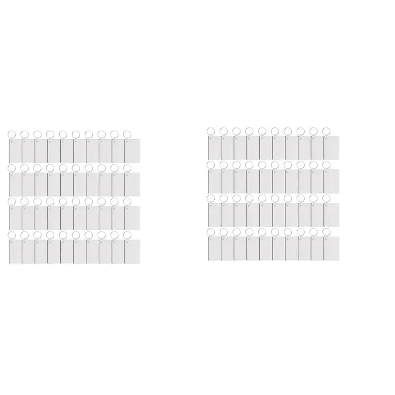 A84X-80 Pack Sublimation Keychain Blank Double Sided Heat Transfer Blank MDF Blank Board Key Ring Blank Sublimation DIY