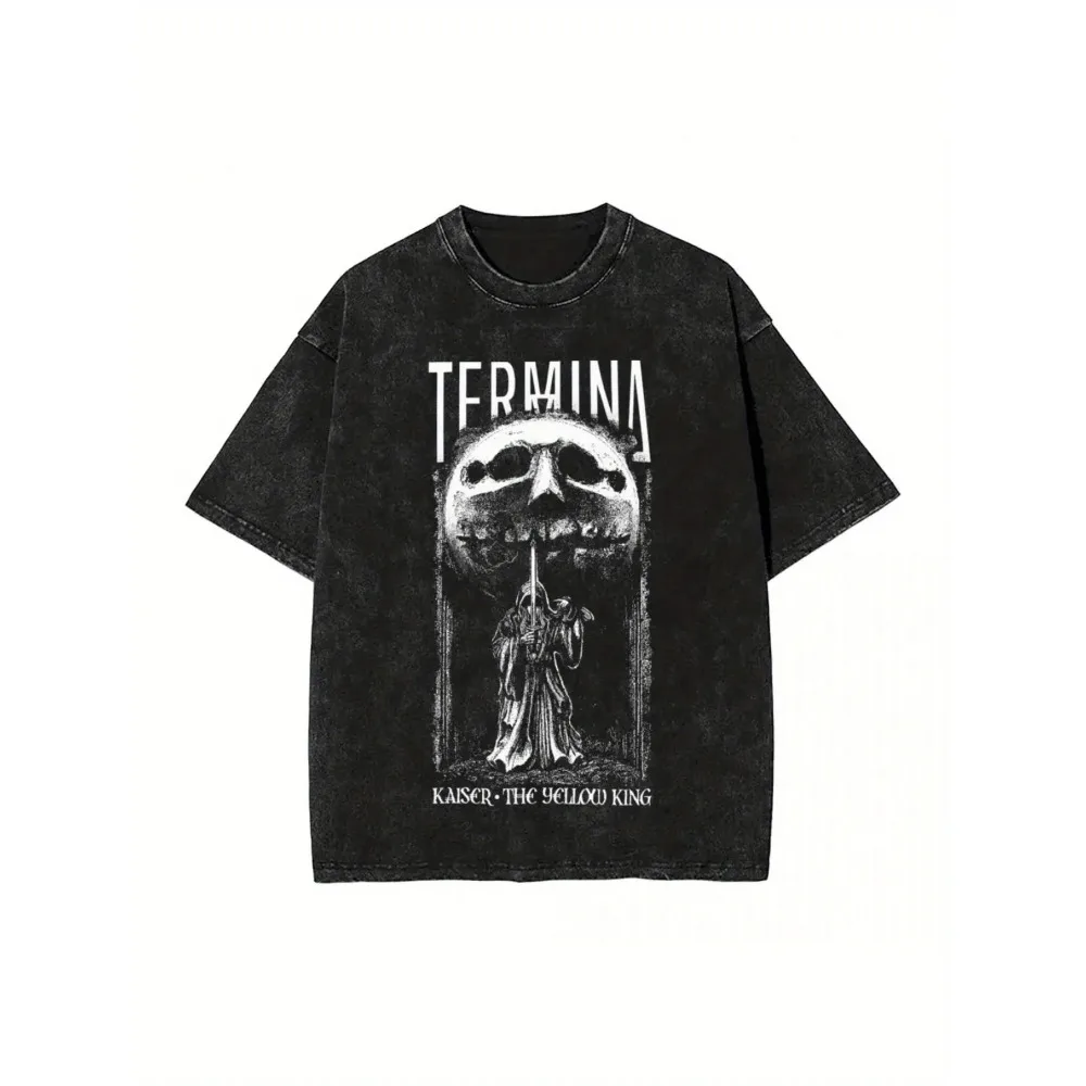 Fear and Hunger Shirt Vintage Washed Unisex Oversized Gaming Streetwear Soft Cotton Short Sleeve Tee Gift Clothing Tops Hot Sale