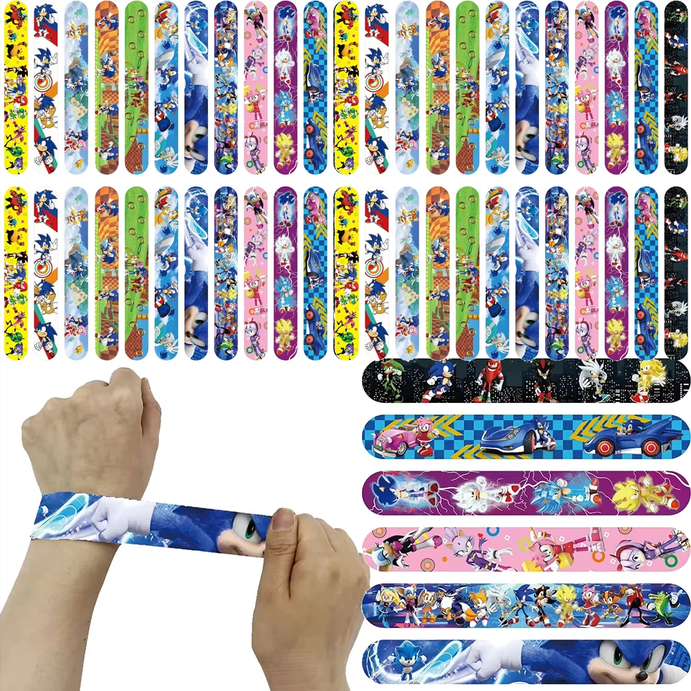 Cartoon Sonics Clap Circles Anime Game Slap Bracelets Children's Party Favors Animal Pattern Wrist Bands Toys Kids Birthday Gift