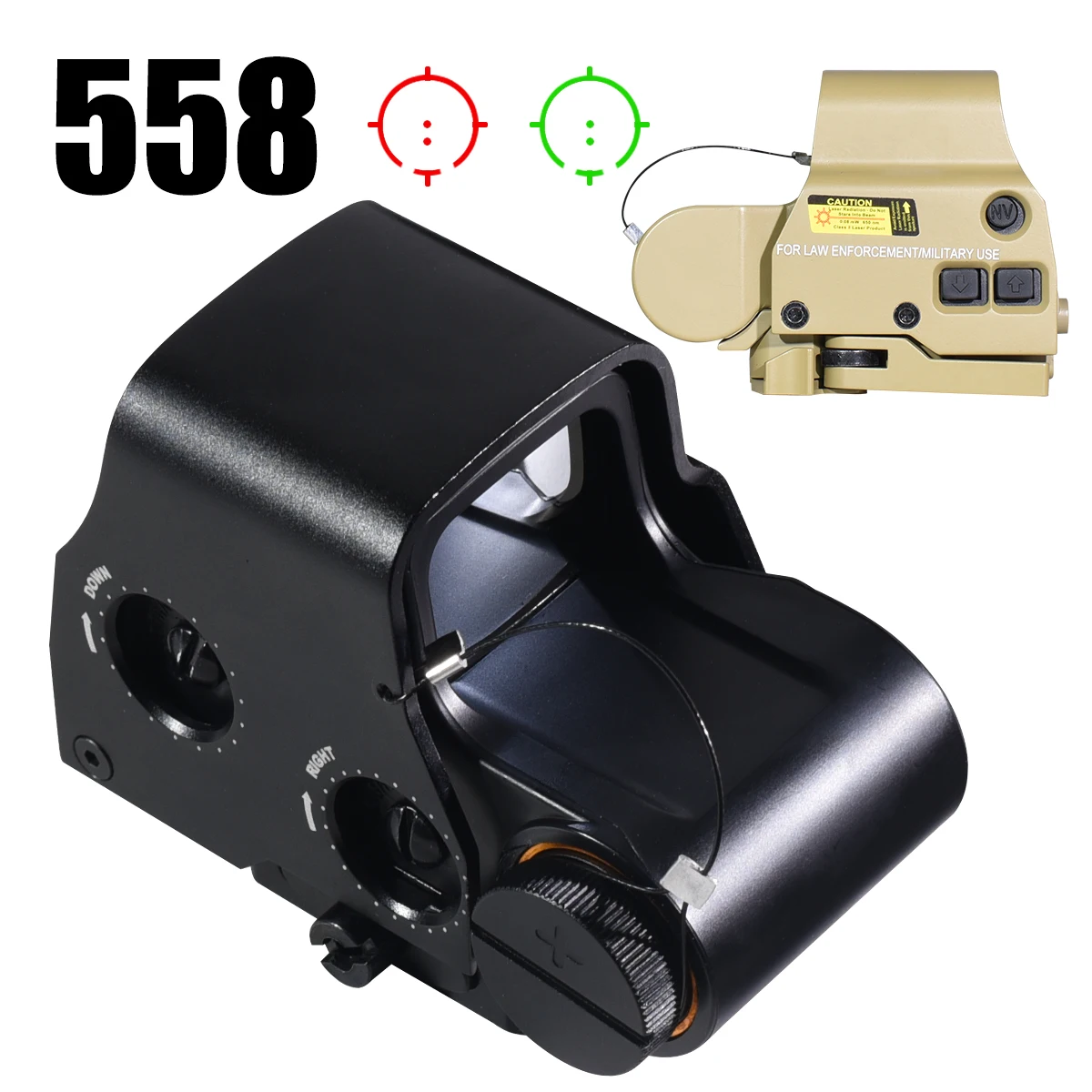 558 البصر المجسم 553 551 نطاق النقطة الحمراء 556 تكتيك الادسنس الصيد كوليماتور الأحمر الأخضر نقطة البصر 20 مللي متر الإفراج السريع جبل