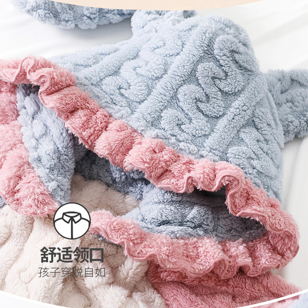 Autumn Winter Children\'s Plush Pajamas Robe Anime Sanrioed Cinnamoroll Melody Kuromi Kawaii Girl Cute Hooded Thicken Home Clothe