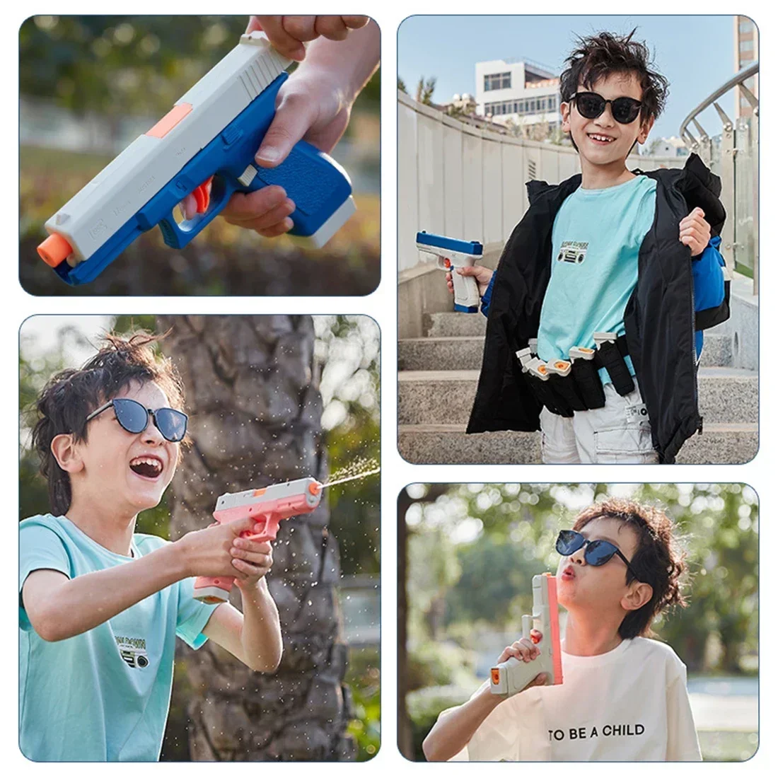 Pistola de agua eléctrica recargable de alta presión para niños, juguete contra salpicaduras automático, tanque grande para batallas de playa de verano, regalo de lucha contra el agua