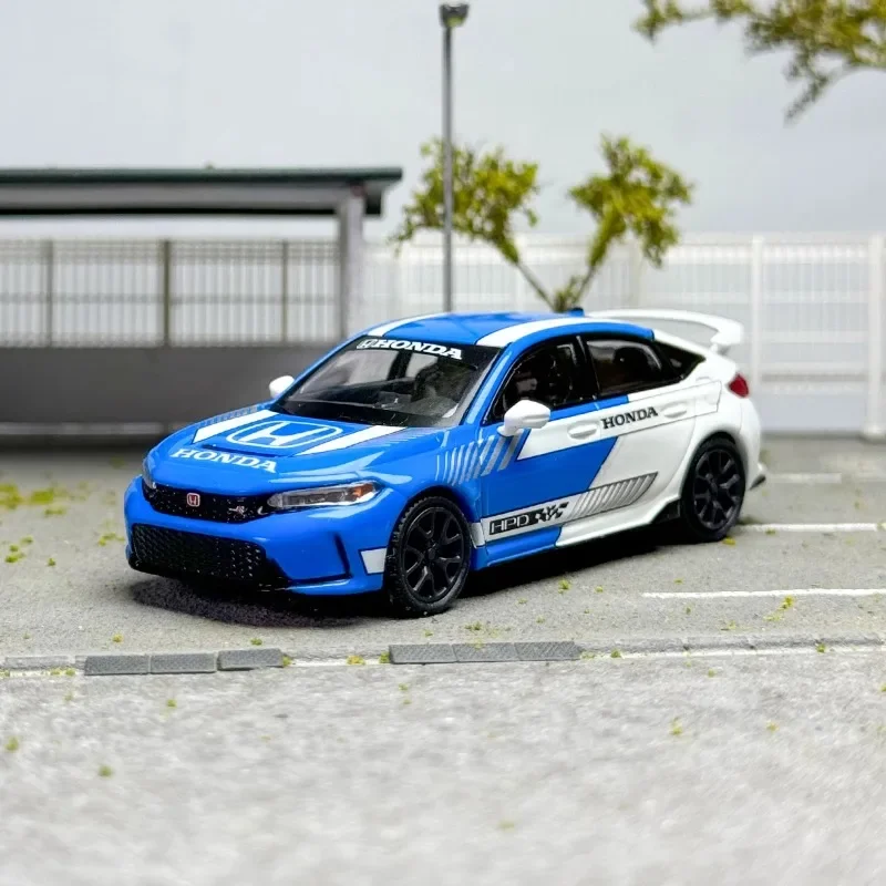 Масштаб MINIGT 1/64 Honda Civic Type R # 3, 2023, игрушка из синего сплава, литая под давлением металлическая модель, подарок