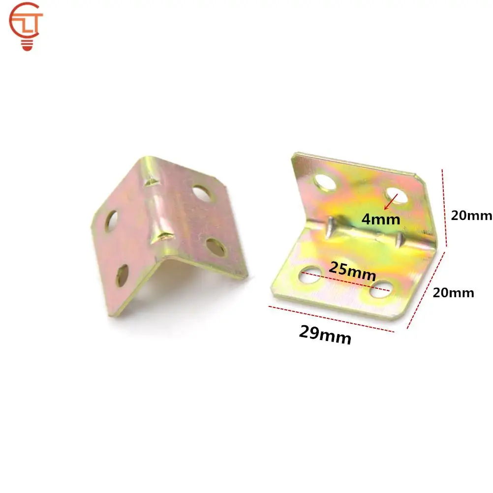 10 pezzi 29*20*4mm supporto per mensola ad angolo retto in metallo a 90 gradi 4 fori