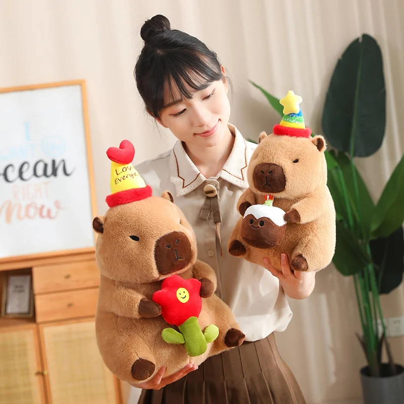 Capybara Plush Simulation Capibara Anime Fluffty Toy Cute Doll Stuffed Animals Soft Doll Plush Christmas Birthday Gift