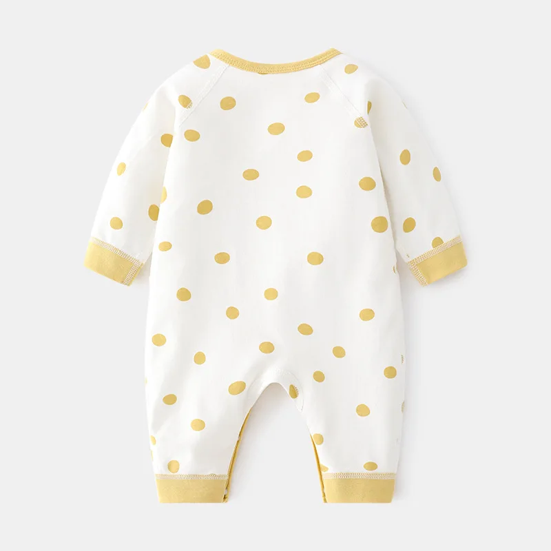 Newborn Jumpsuit Baby Boneless Romper Spring and Autumn Pure Cotton Newborn Velcro Romper Dot Baby Underwear