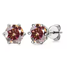 Luxury Diamond Stud Earrings 1CT VVS Moissanite Fine S925 - Orange Red