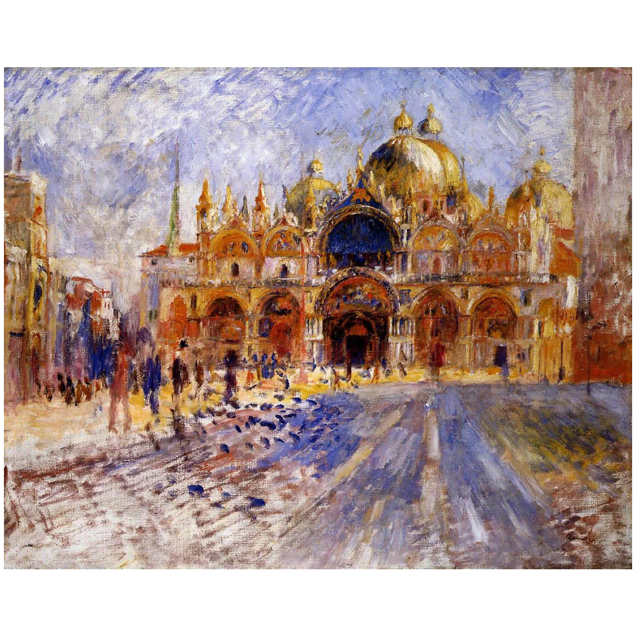 

Hand painted high quality reproduction of The Piazza San Marco by Renoir Impressionist cityscape oil painting home decoration