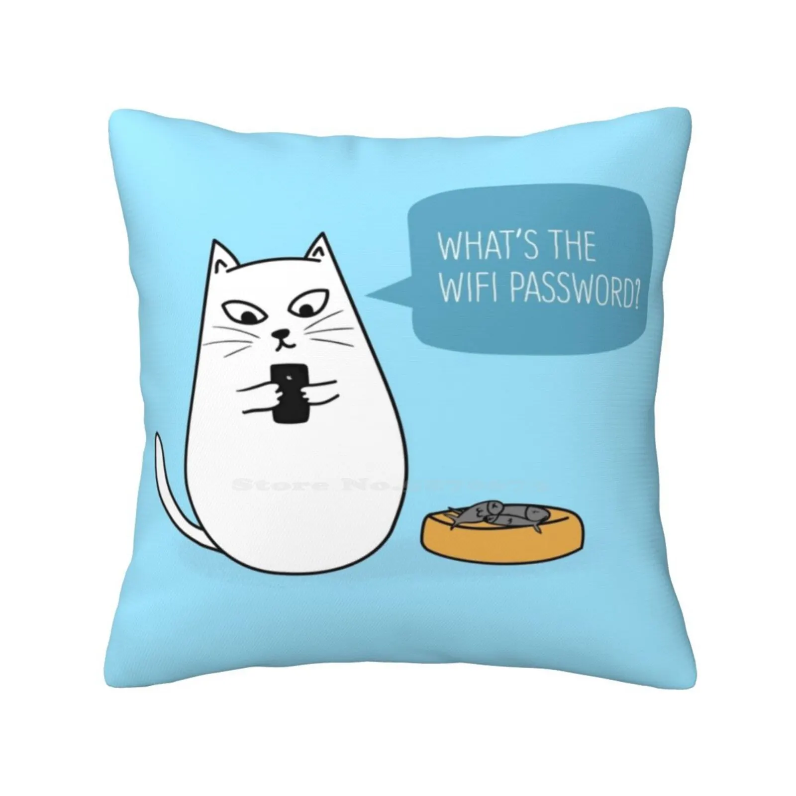 Wifi Cat Pillow Cover Hug Pillowcase Cute Kawaii Funny Cartoon Millennial Wifi Internet Cat Lover Humor Phone