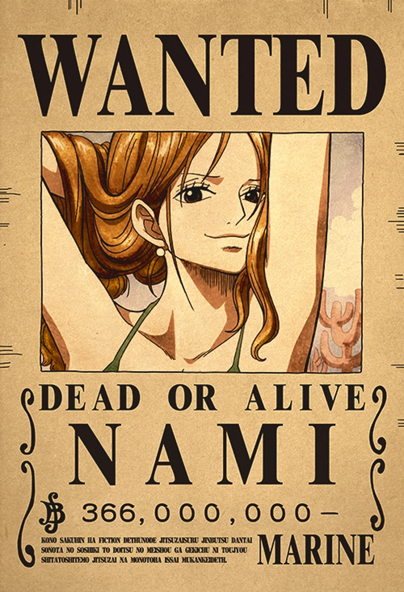 One Piece Bounty Wanted Плакаты Луффи Плакат из крафт-бумаги Зоро Нами Нико Фигурки Декоративная живопись Wanted Плакаты