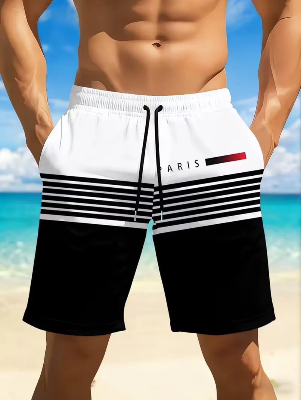 Sea Beach Casual Classic Stripe Beach Shorts For Men Loose Breathable Quick Dry Sport Board Short Summer Fashion New Short Pant