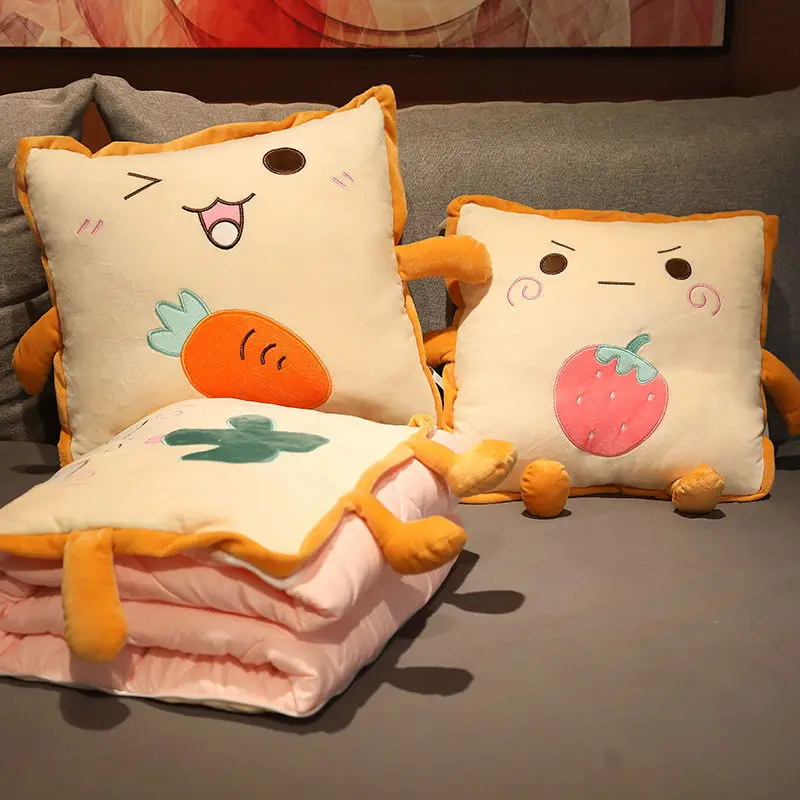 

Nap Quilt Blankets Sofa Napping Cover Warm Office Room Pillow Blanket Foldable 2 IN 1 Travel Portable Quilt Car Hug Pillows