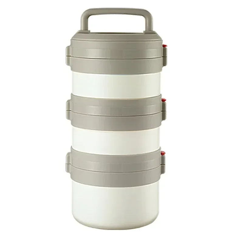 Multi-Layer Vacuum Thermal Lunch Box 304 Stainless Steel  Student Large Capacity Three-Layer Insulation Soup Rice Barrel