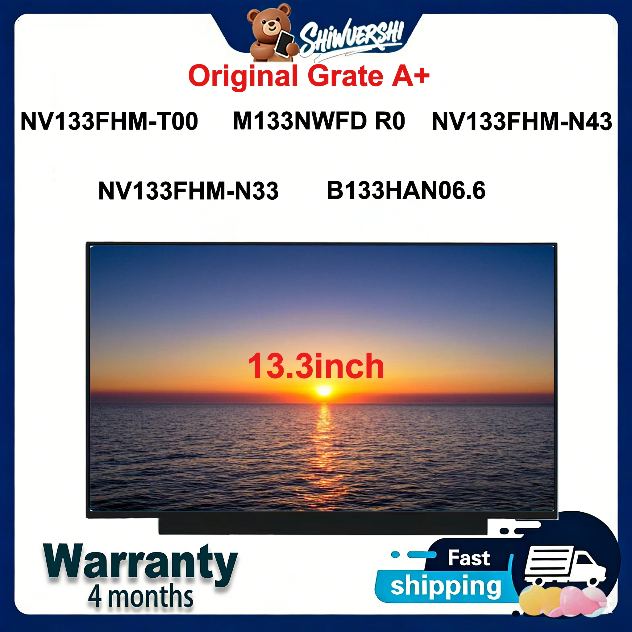 Original New A+13.3 inch Slim Laptop Lcd Screen Panel NV133FHM T00 M133NWFD R0 NV133FHM N43 NV133FHM N33 B133HAN06.6 60HZ