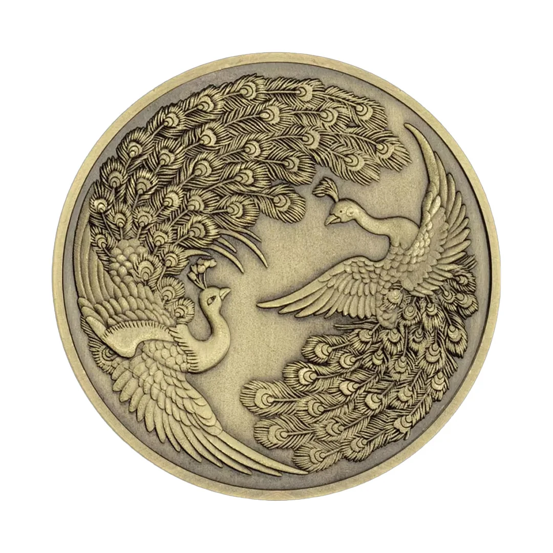 Peacock Copper Plated Souvenirs Coin Collectible Gift Bird of Juno Collection Coins Home Decoration