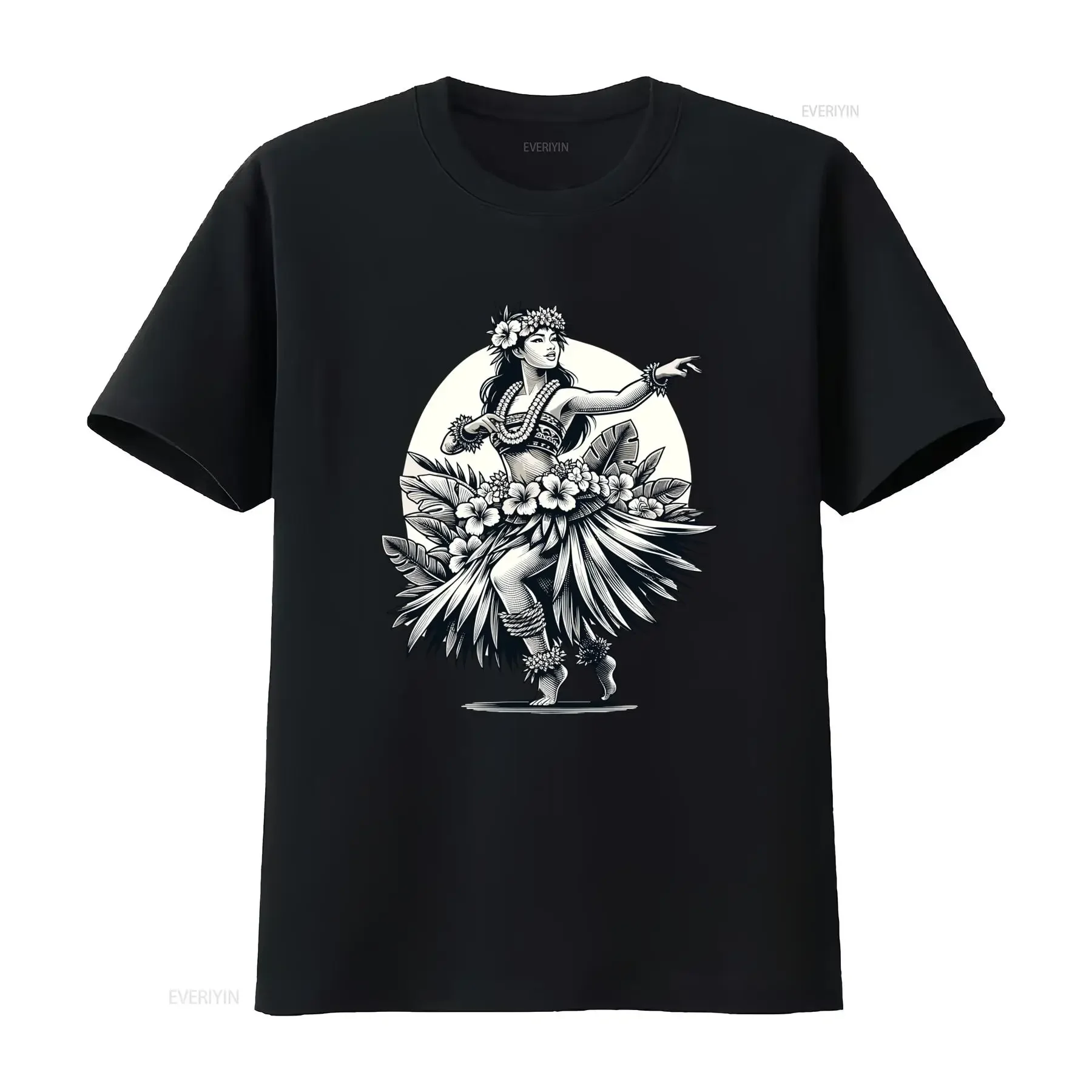 Camiseta de Hombre Estilo Hawaiano Polinesio Aloha Negra con Diseño Plumas y Flores 100 Algodón Transpirable Cómoda vintage