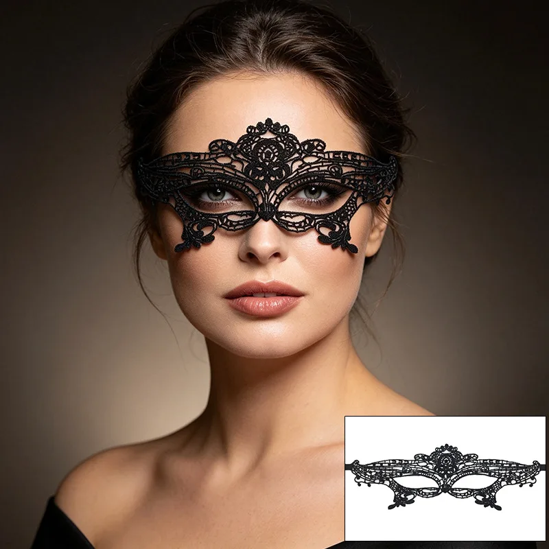 Sexy Frauen Schwarz Spitze Floral Augenmaske Maskerade Prom Gesichtsmaske Prinzessin Königin Party Make-Up Cosplay Nachtclub Spitze Maske Requisiten – Detail 10