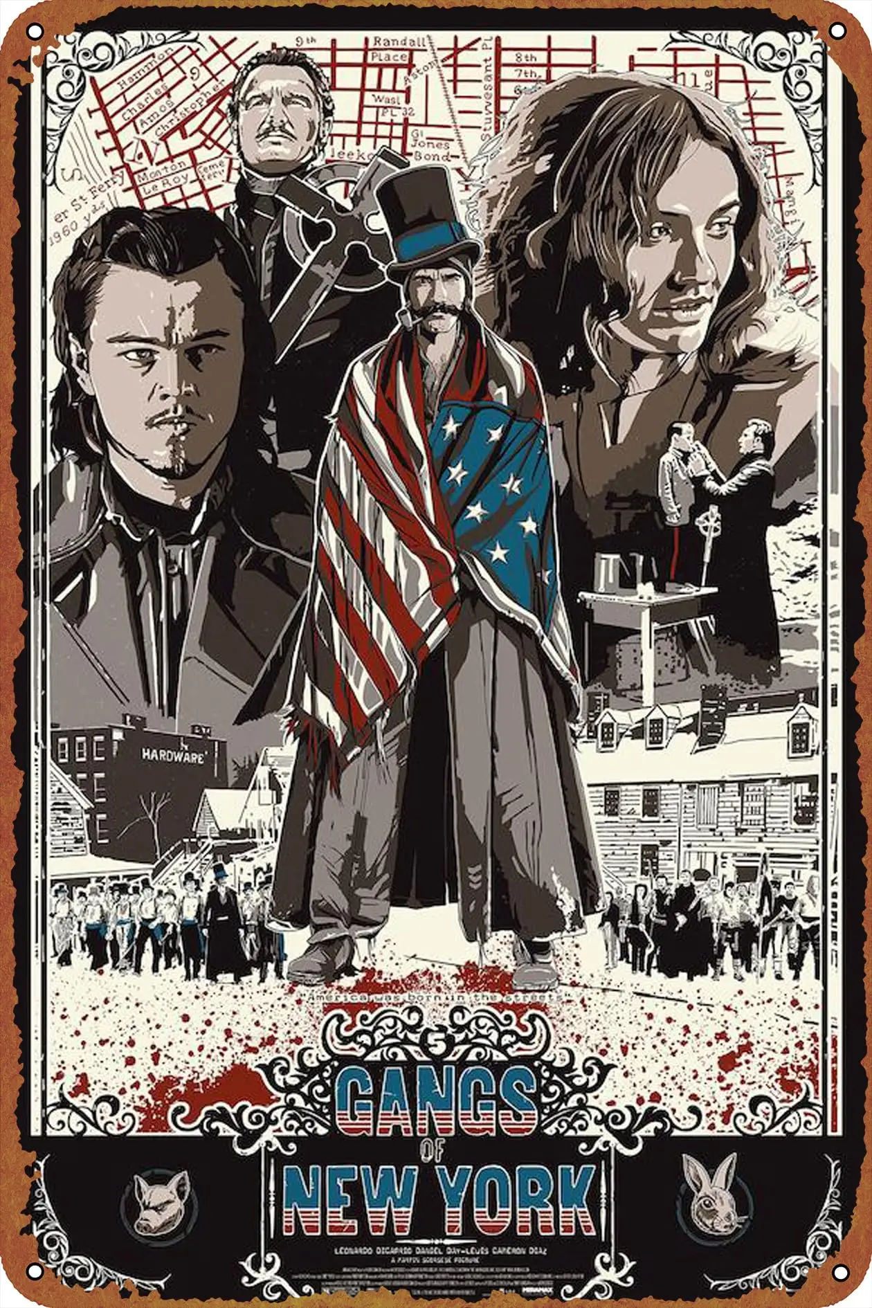 

Настенный плакат в стиле ретро «Банды Нью-Йорка», 8x12 дюймов