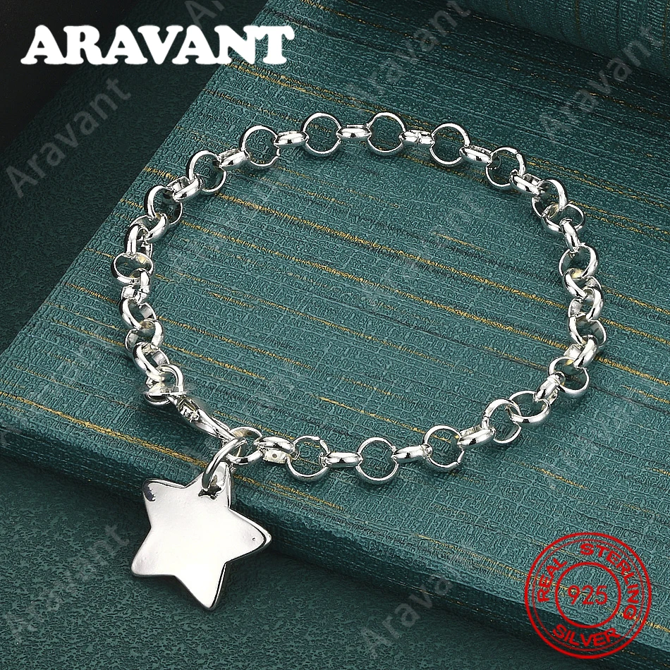 925 Sterling Silver Pentagram Chain Bracelet – A Unique, Versatile Gift For Women; Perfect For Banquets And Special Occasions.