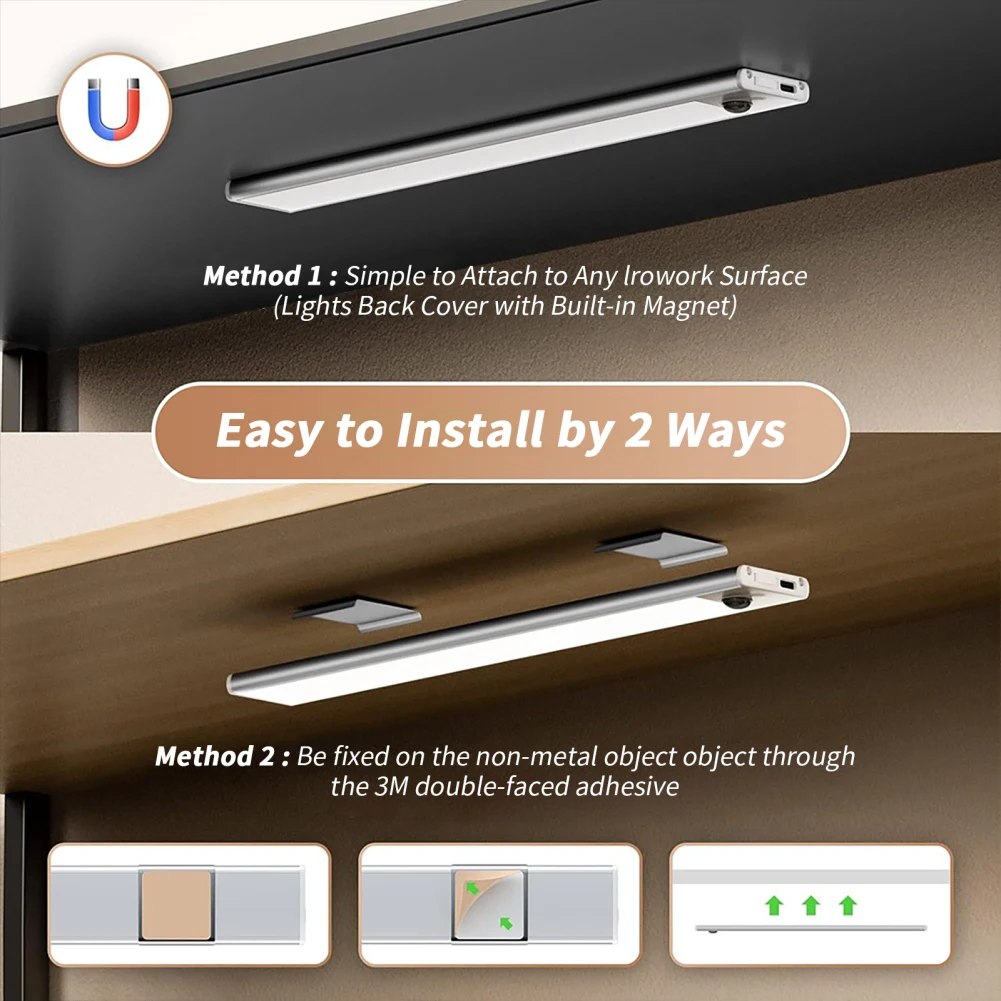 언더 카운터 조명 모션 센서 LED 옷장 조명, 무선 USB 충전, 디밍 가능 언더 캐비닛 조명, 1 개, 2 개