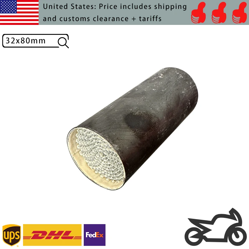 32 x 80 mm, EURO 3, 4, 5, 6, hochwertiger Motorrad-Katalysator-Konverter, 1 Stück, Dreiwege-Katalysator mit Beschichtung