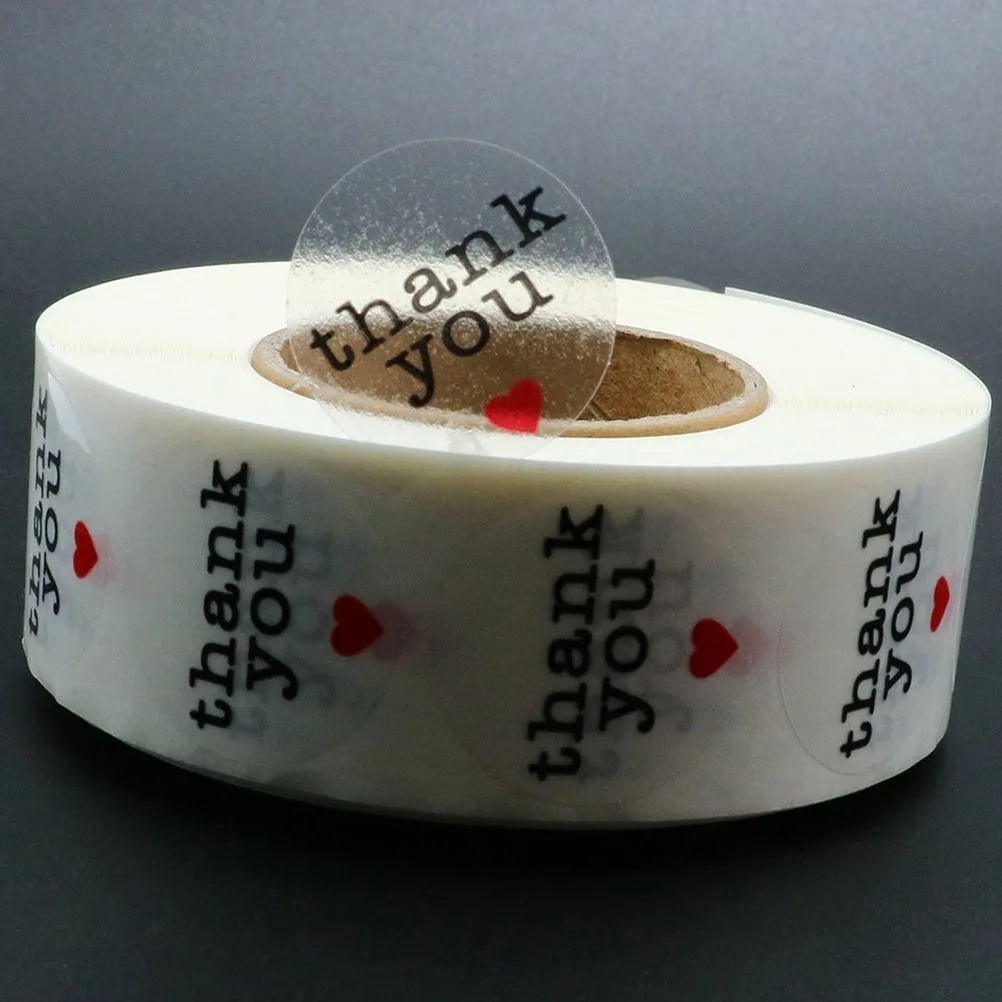 

2 Rolls Thank You Stickers Number Decorative Sealing Plain Clear Removable for Packaging Labels Round Pentagram