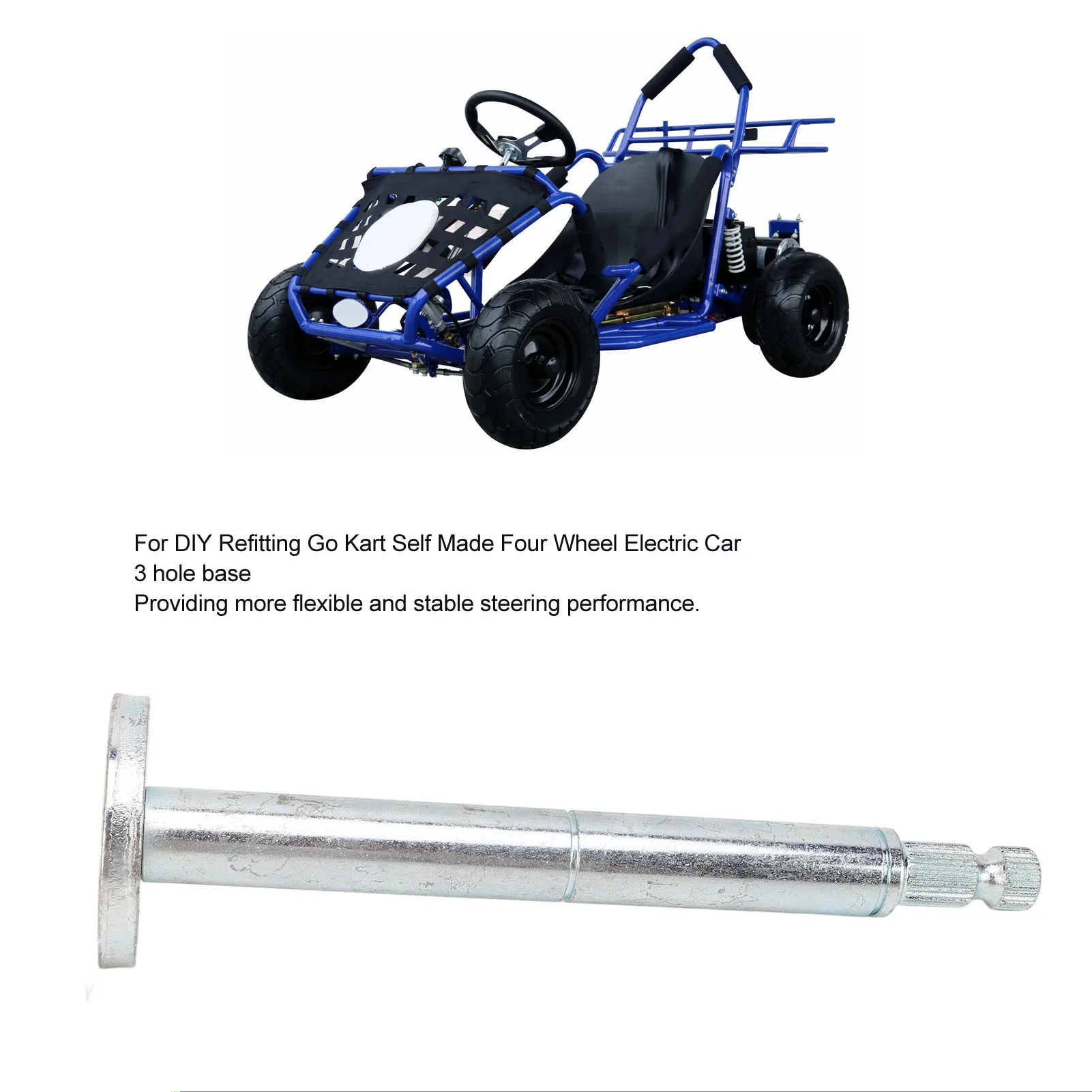 

205mm 30T Go Kart Steering Wheel Shaft Hub 3 Hole Base for DIY Refitting Four Wheel Electric Car Go Kart Steering Wheel Shaft