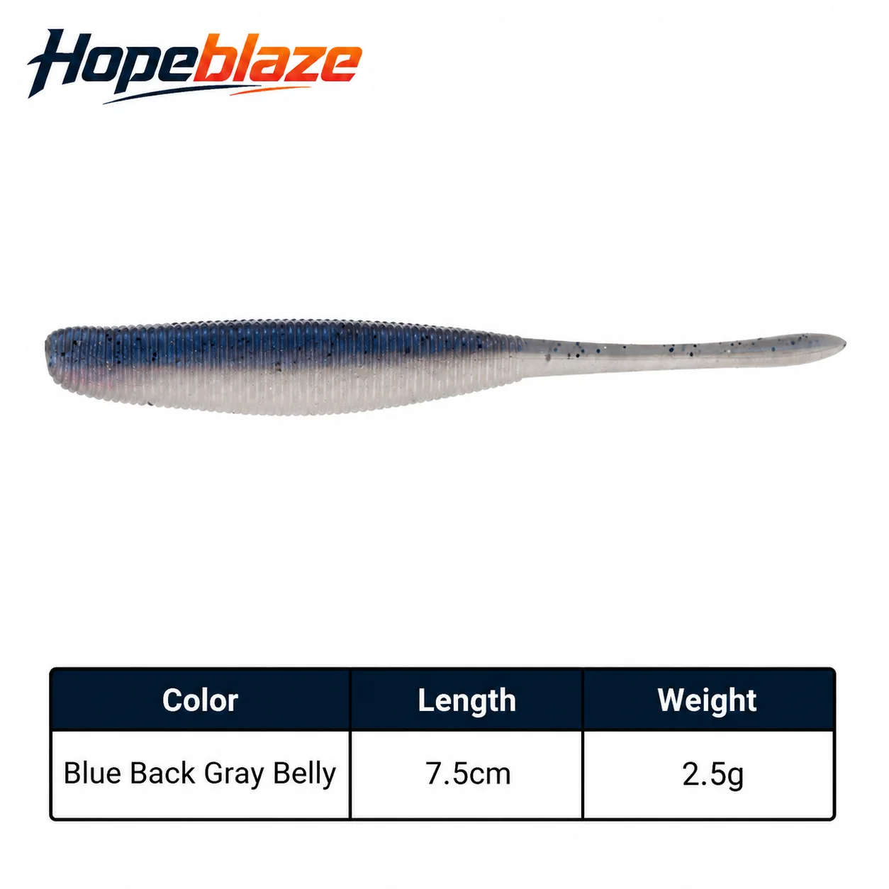 Hopeblaze Salziger Pin-Tail-Wurm Weichköder 7,5/10cm PVC Gerippter Swimbait für Barsch, Schlangenkopf, Süßwasser, Texas Rig Angelköder